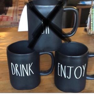 Rae Dunn black mugs matte price per mug new